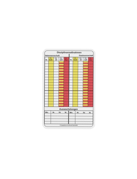 ERIMA Spielnotizkarten Fussball